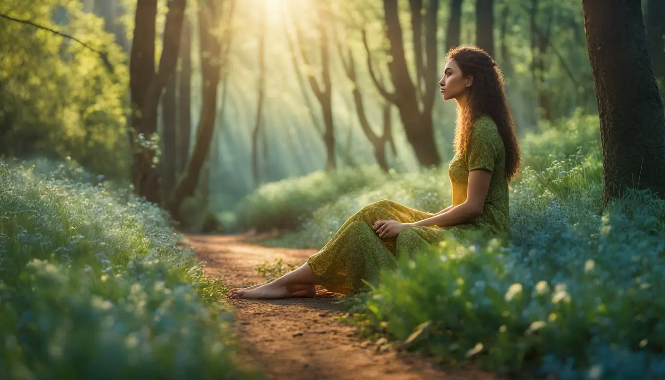 Pessoa meditando em posição de lótus em meio a uma floresta serena, promovendo dicas de autoconhecimento e meditações transformadoras.