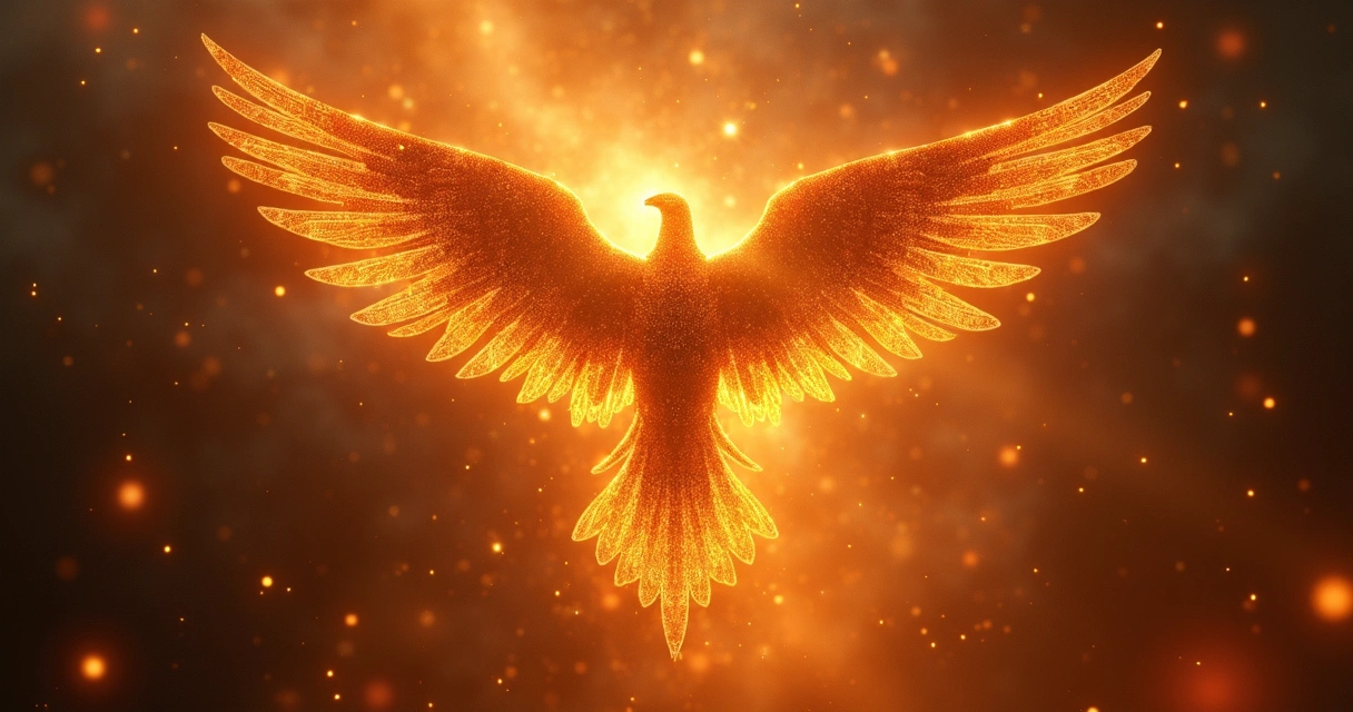 Anjo cabalístico brilhando em luz dourada com símbolos místicos ao redor