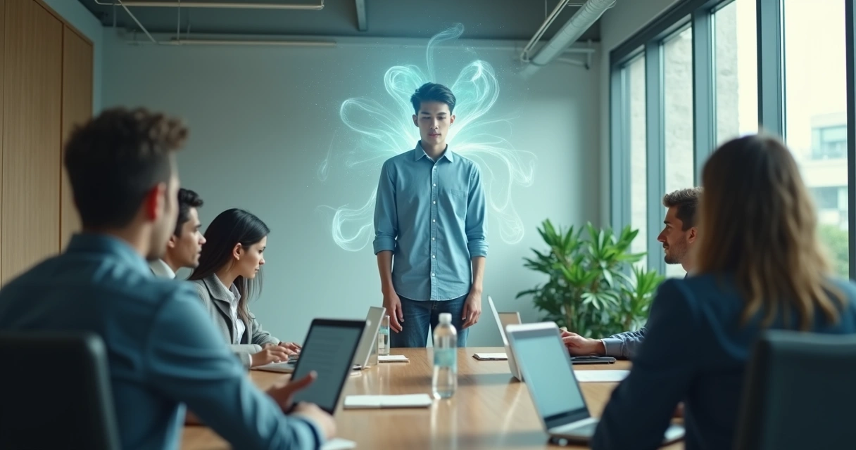 Pessoa percebendo campo de energia distorcido em ambiente coletivo moderno