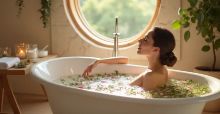 Ritual de autocuidado com ervas para autoestima da mulher